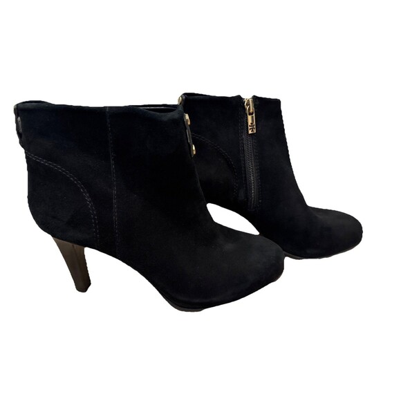Tory Burch Size 7 Black Luxe Suede Round Toe Stiletto Zip Ankle Boots $450 - Picture 8 of 15